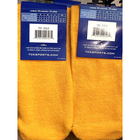 TCK 2 Pairs Multisport Socks Football Soccer Baseball Softball Unisex Gold Small - Picture 2 of 5